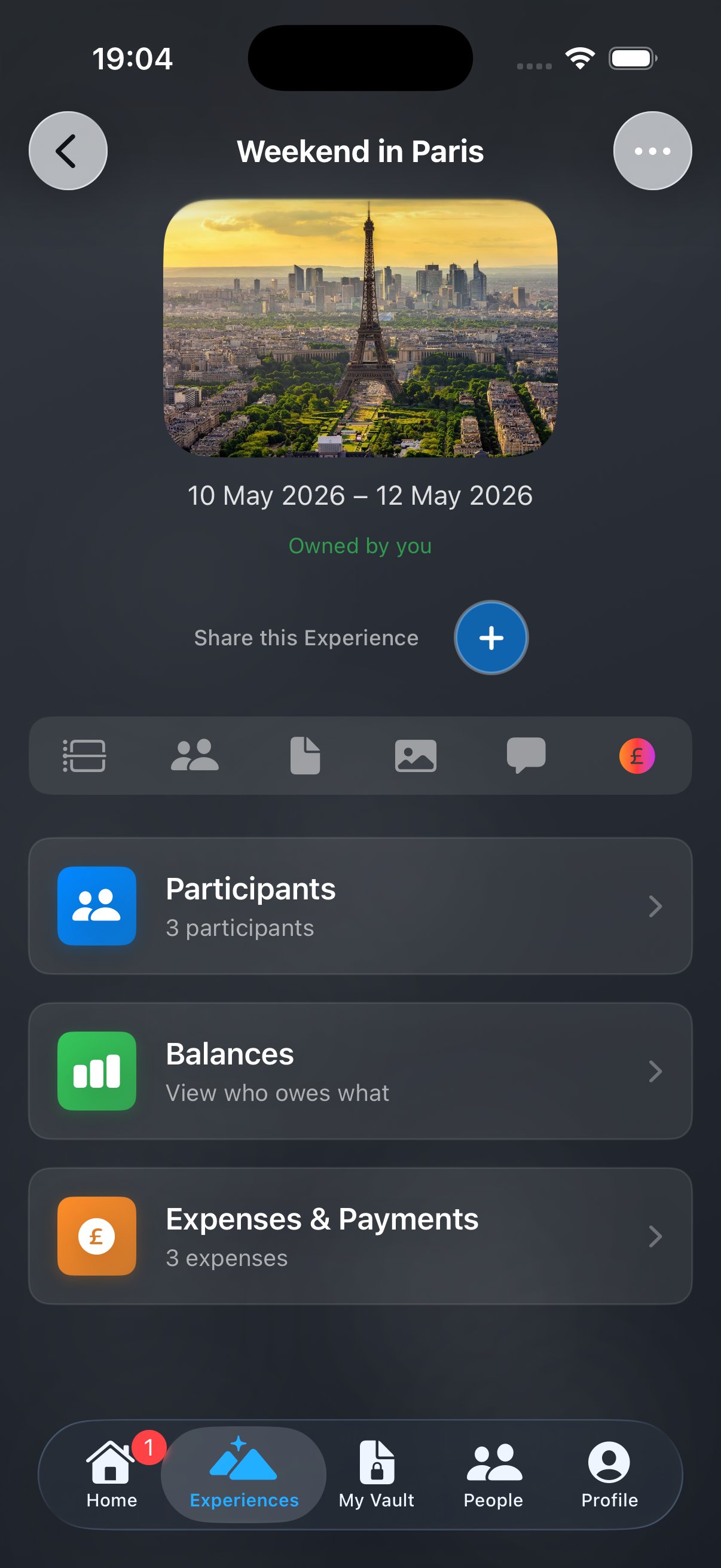 Expenses screen